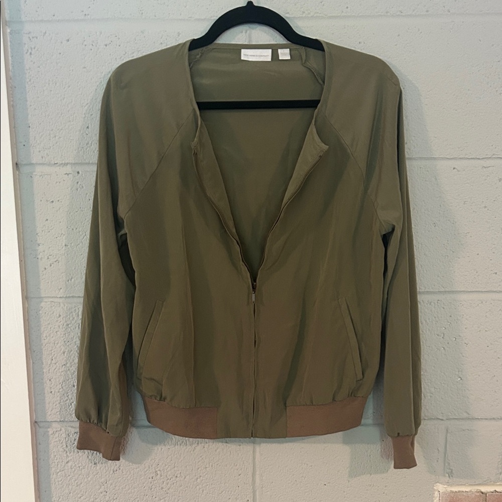 New York & Company Olive Bomber Jacket